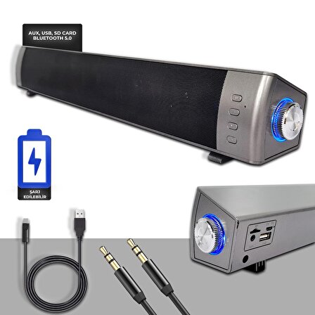 Maxword SLC-40USB-BT Şarjlı Soundbar 40 Watt Bluetooth USB Şarjlı (46x7x6 cm)